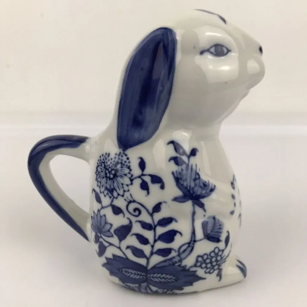 Baum Bros Formalities Bunny Rabbit Creamer Figurine White Blue Porcelain